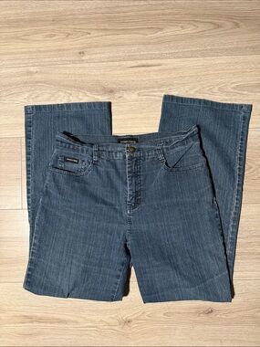 Simon Chang Straight Leg Jeans in Dark Blue Wash